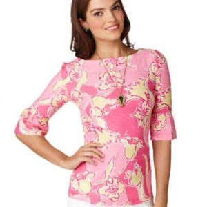 Lilly Pulitzer Belle Top Hotty Pink Day Lily Print